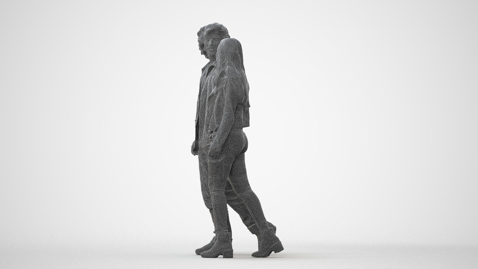 3D human model woman casual mix, photogrammetry scanned person for archviz, square thumbnail