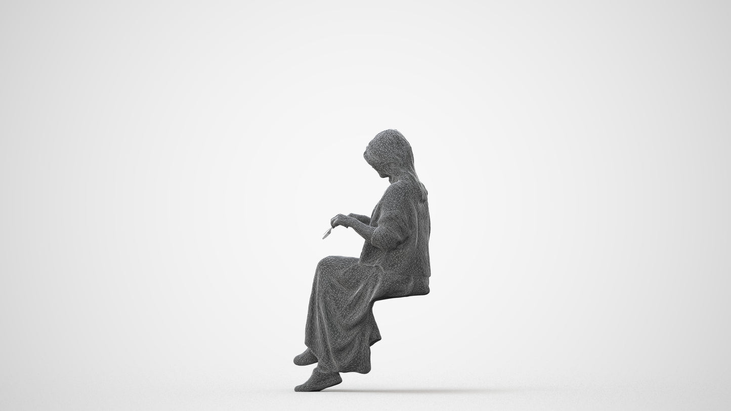 3D scanned woman sitting casual, photorealistic archviz people for Enscape and SketchUp, square thumbnail