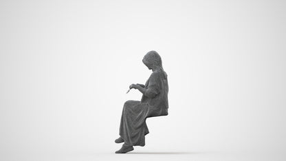 3D scanned woman sitting casual, photorealistic archviz people for Enscape and SketchUp, square thumbnail