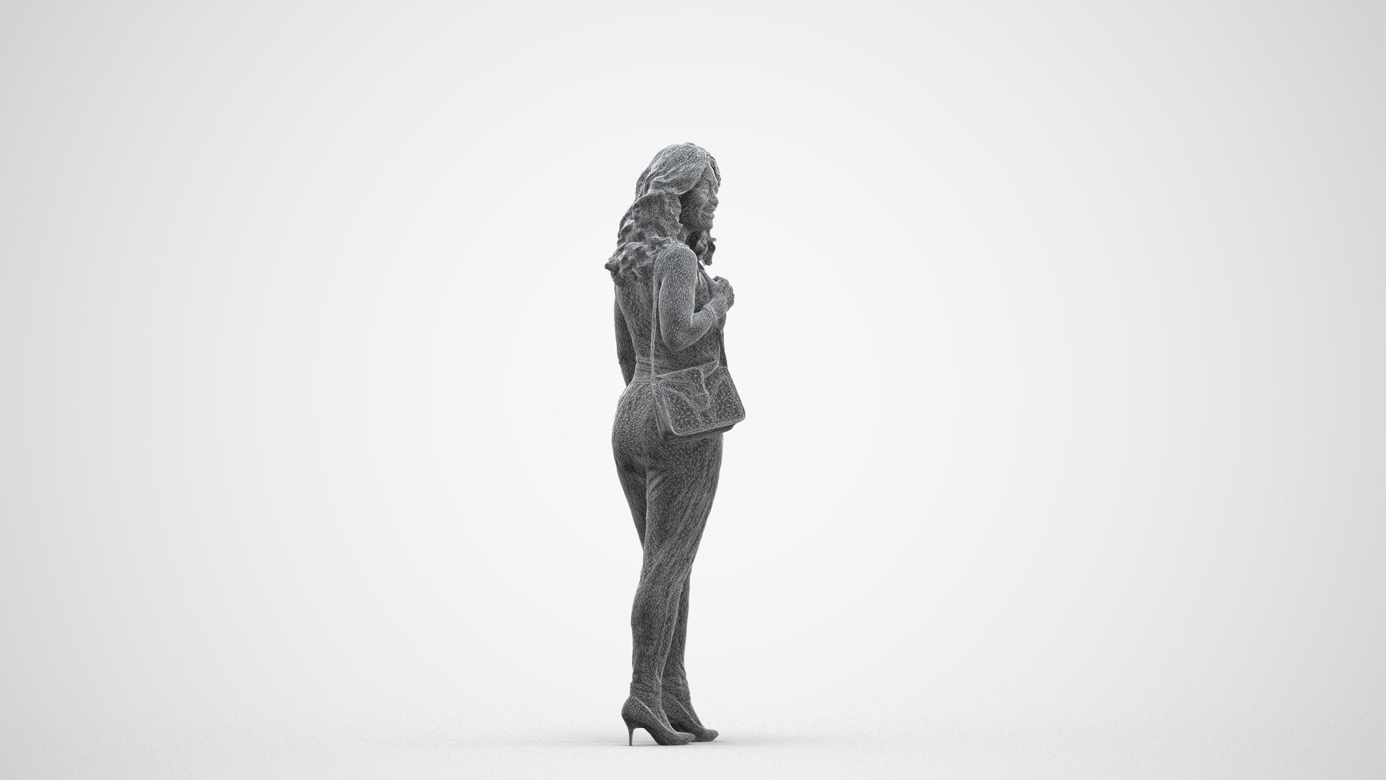 realistic 3D people woman business walking, render-ready for V-Ray and Corona, FBX OBJ, three-quarter front view render