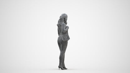 realistic 3D people woman business walking, render-ready for V-Ray and Corona, FBX OBJ, three-quarter front view render