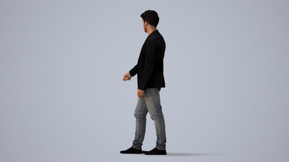 3D people model man casual door, scanned human for 3ds Max rendering, three-quarter view render