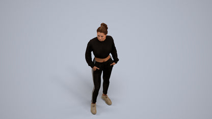 realistic 3D woman sport, scanned archviz people for Blender and 3ds Max, back view render
