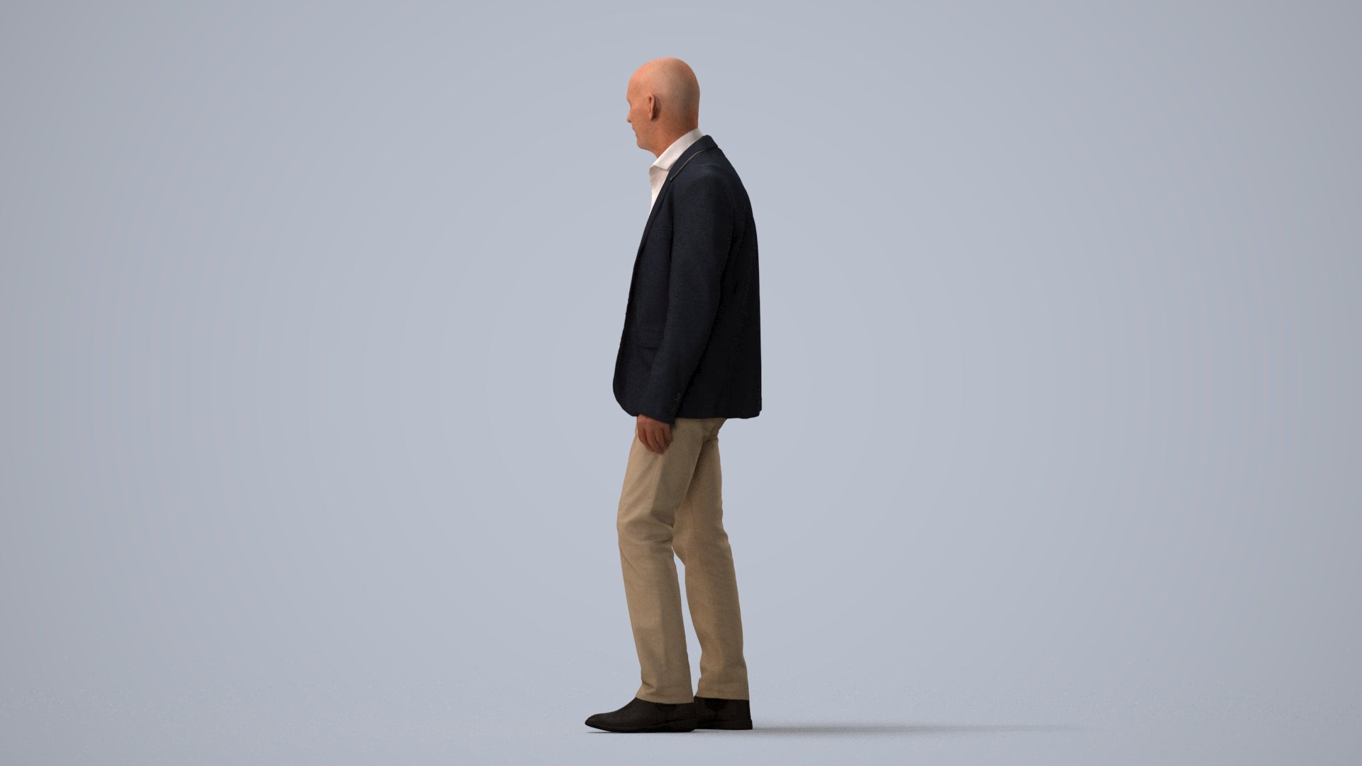3D scanned senior man business, photorealistic archviz people for Enscape and SketchUp, three-quarter view render