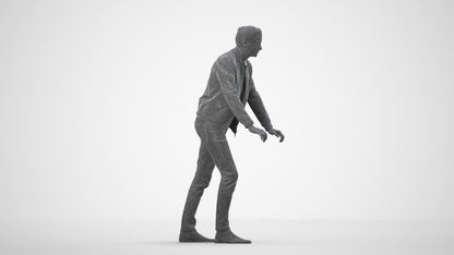 realistic 3D man casual walking, scanned archviz people for Blender and 3ds Max, wireframe side view