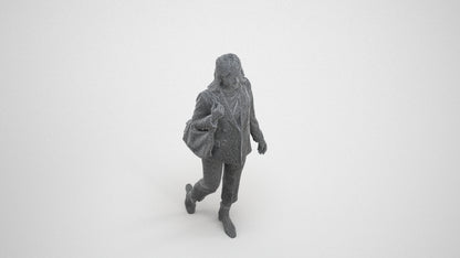 3D people model woman business walking, scanned human for 3ds Max rendering, wireframe three-quarter view