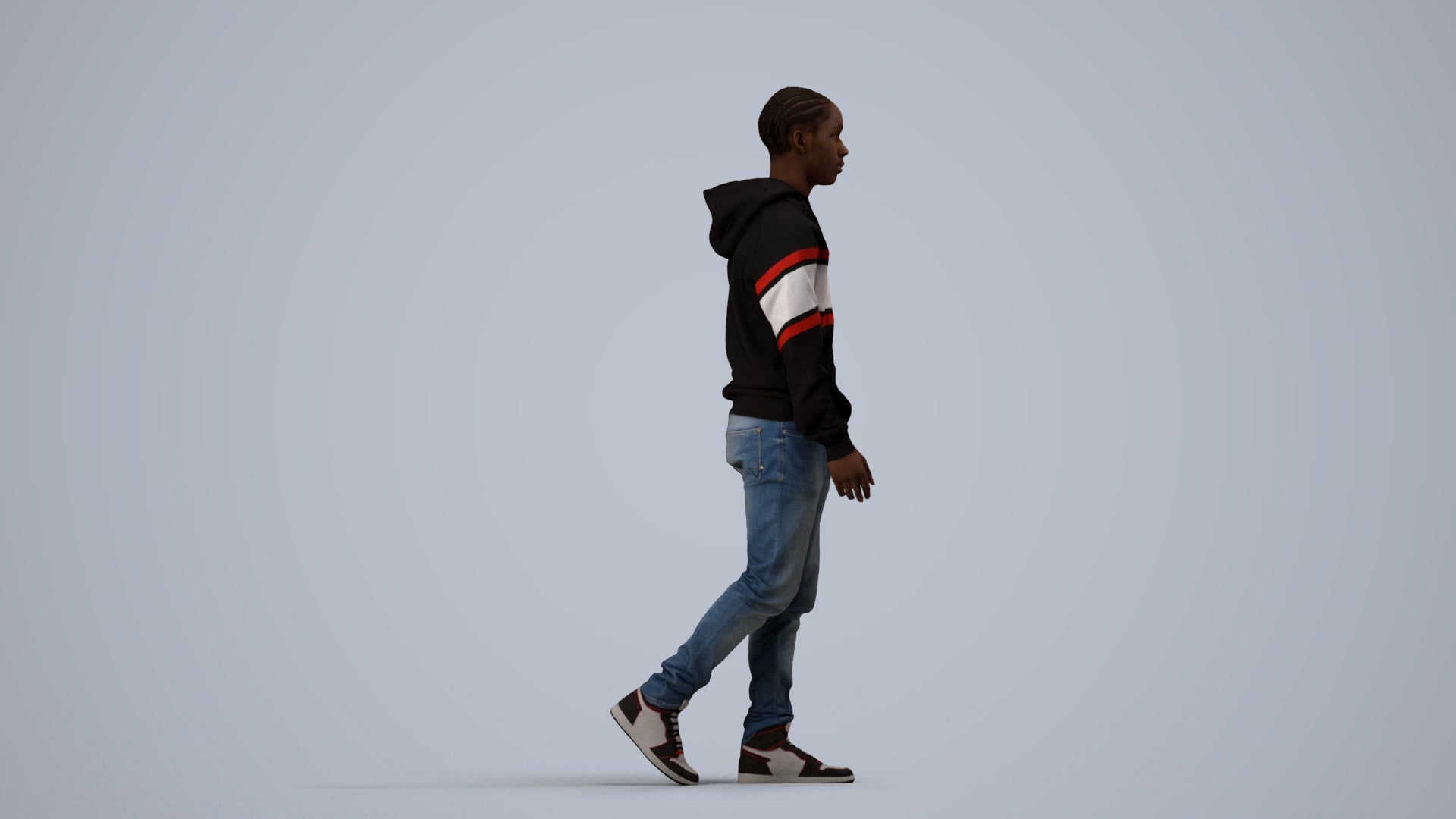 3D scanned boy kids casual, photorealistic archviz people for Enscape and SketchUp, side view render