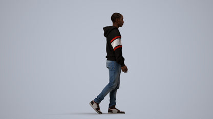 3D scanned boy kids casual, photorealistic archviz people for Enscape and SketchUp, side view render