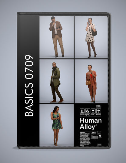 realistic 3D humans walking pack, 5 archviz people FBX OBJ for Blender