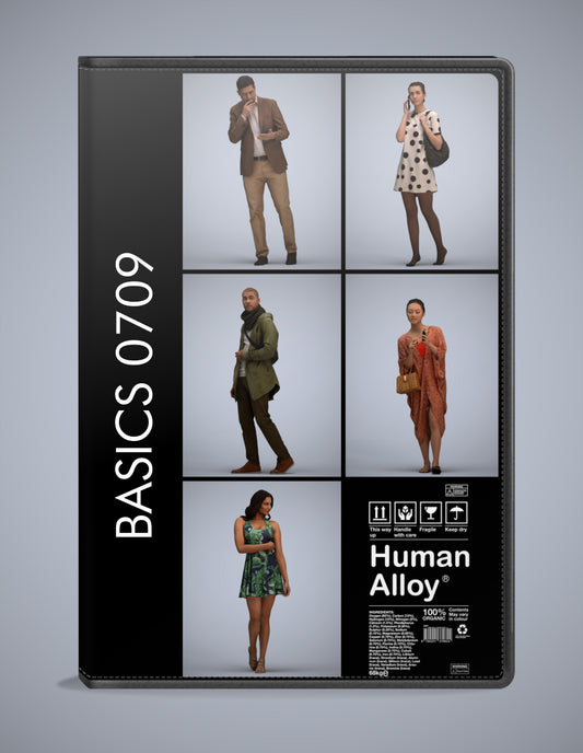 realistic 3D humans walking pack, 5 archviz people FBX OBJ for Blender