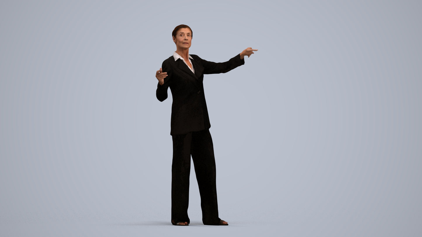 scanned 3D senior woman business, photogrammetry people for Enscape and V-Ray, standing pose render