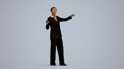 scanned 3D senior woman business, photogrammetry people for Enscape and V-Ray, standing pose render