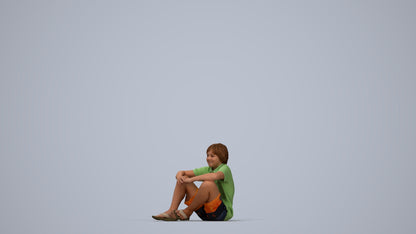 photogrammetry 3D boy kids, realistic human model archviz FBX, top-down view render