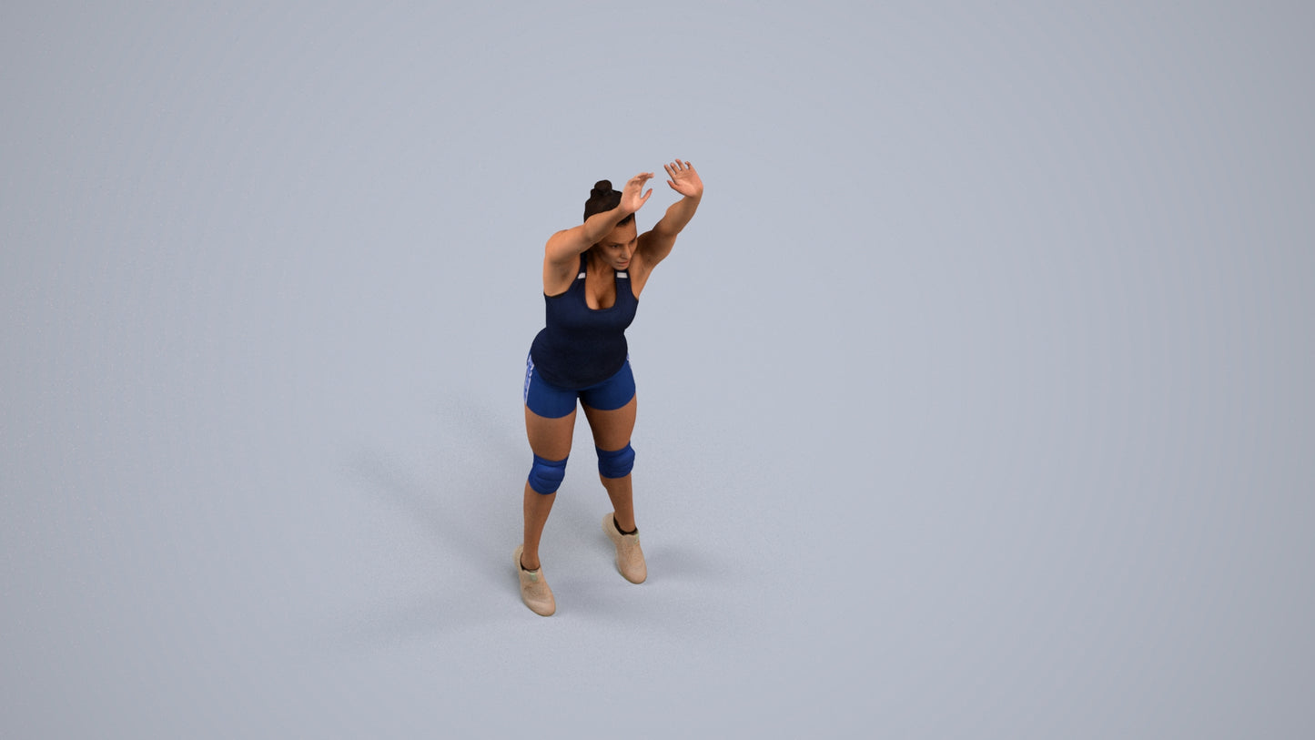 realistic 3D human woman sport, archviz people FBX OBJ for Blender, back view render