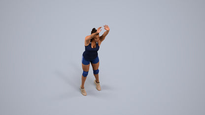 realistic 3D human woman sport, archviz people FBX OBJ for Blender, back view render