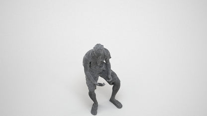 realistic 3D people man casual sitting, render-ready for V-Ray and Corona, FBX OBJ, wireframe three-quarter view