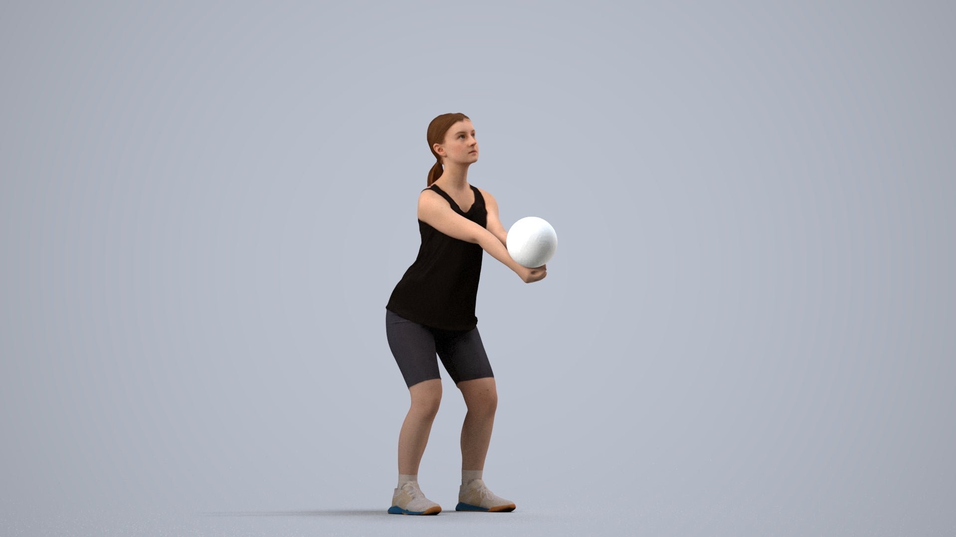 photogrammetry 3D girl sport, realistic human model archviz FBX, side view render