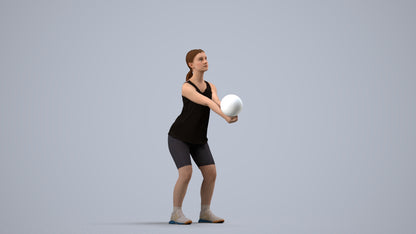 photogrammetry 3D girl sport, realistic human model archviz FBX, side view render
