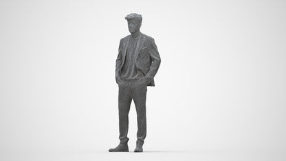 3D scanned man business, photorealistic archviz people for Enscape and SketchUp, wireframe back view