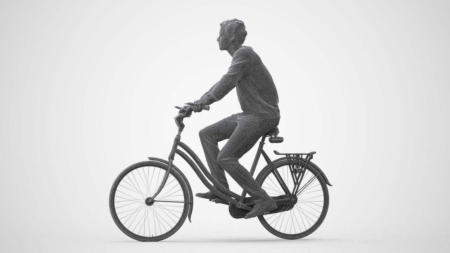 3D people model man casual cycling, scanned human for 3ds Max rendering, square thumbnail