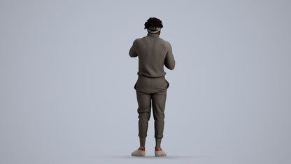 3D people model man casual standing, scanned human for 3ds Max rendering, front view render