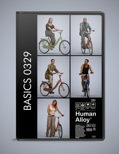 5 3D scanned people cycling, photorealistic archviz pack for Enscape and SketchUp