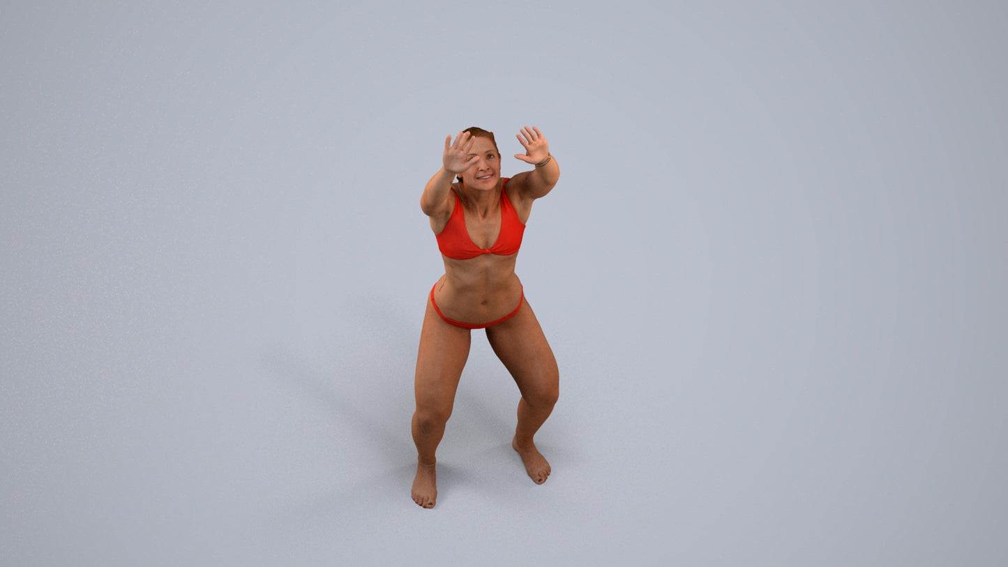 scanned 3D woman pool, photogrammetry people for Enscape and V-Ray, back view render