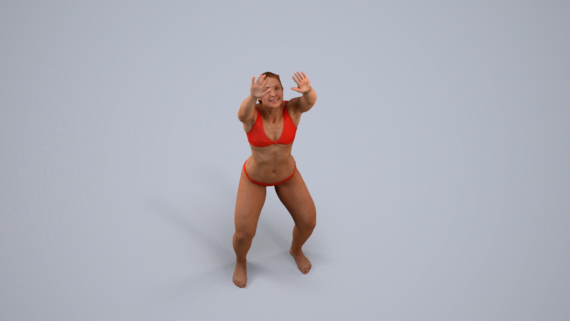 scanned 3D woman pool, photogrammetry people for Enscape and V-Ray, back view render