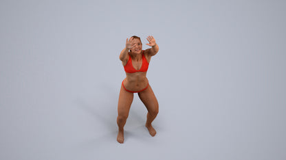 scanned 3D woman pool, photogrammetry people for Enscape and V-Ray, back view render