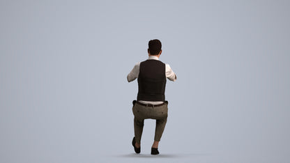 3D human model man casual driving, photogrammetry scanned person for archviz, front view render