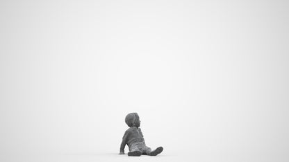 realistic 3D boy casual kids, scanned archviz people for Blender and 3ds Max, wireframe side view