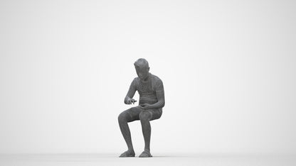 3D human model boy casual kids, photogrammetry scanned person for archviz, wireframe back view