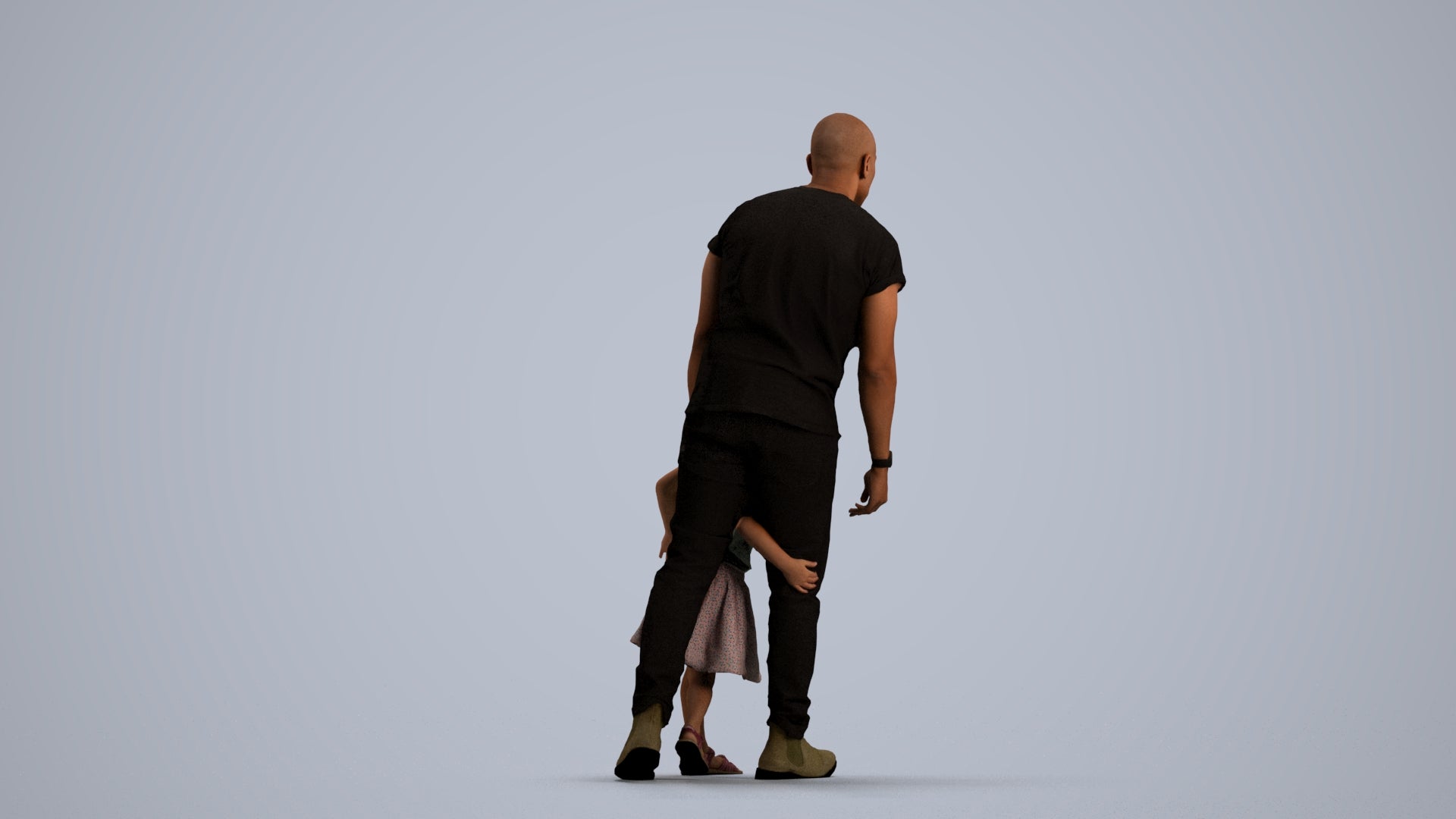 realistic 3D human girl casual kids, archviz people FBX OBJ for Blender, front view render