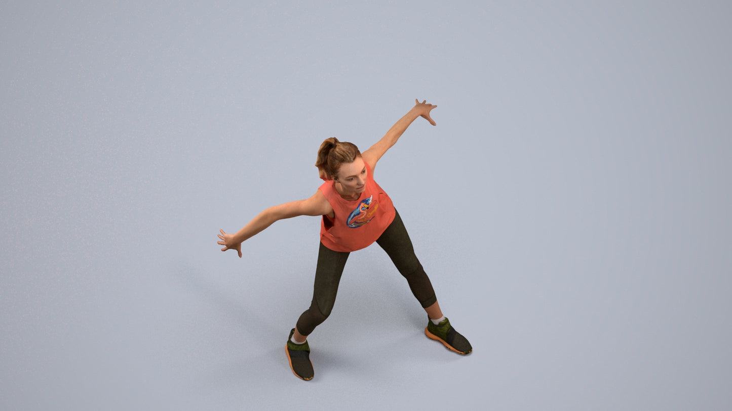 realistic 3D people woman sport, render-ready for V-Ray and Corona, FBX OBJ, back view render