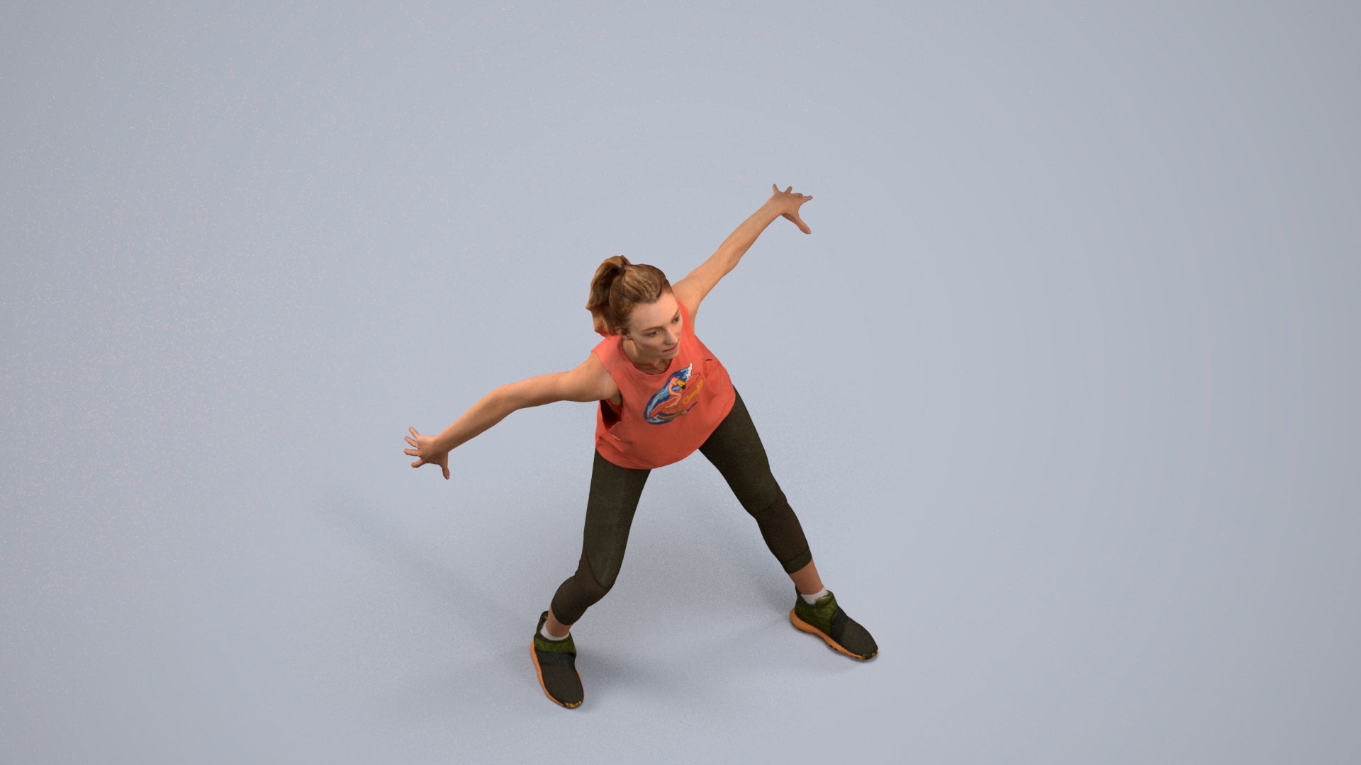 realistic 3D people woman sport, render-ready for V-Ray and Corona, FBX OBJ, back view render