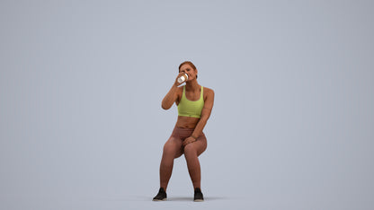 3D human model woman sport, photogrammetry scanned person for archviz, standing pose render
