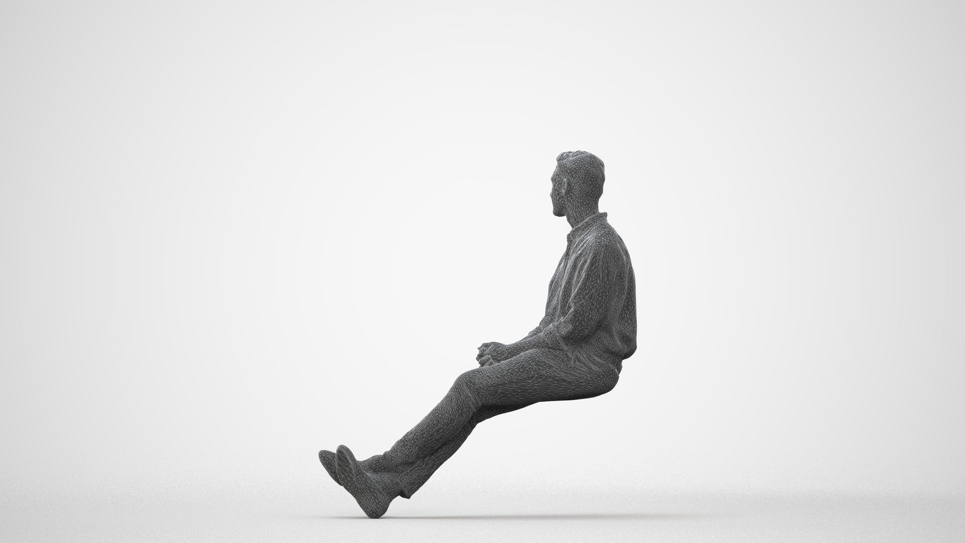 scanned 3D man casual sitting, photogrammetry people for Enscape and V-Ray, square thumbnail