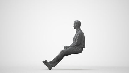 scanned 3D man casual sitting, photogrammetry people for Enscape and V-Ray, square thumbnail