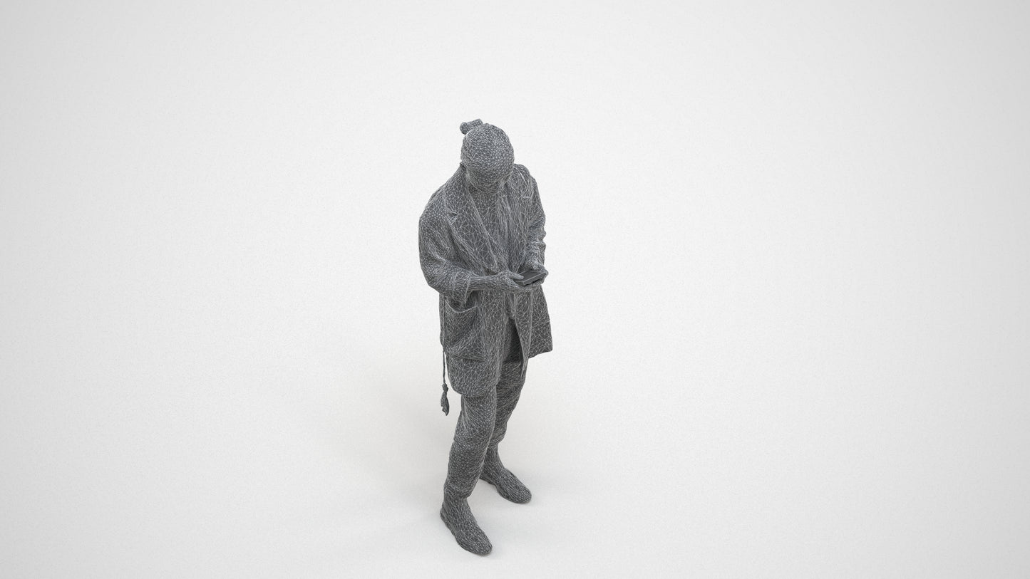 realistic 3D people woman casual standing, render-ready for V-Ray and Corona, FBX OBJ, wireframe three-quarter view