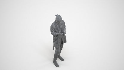 realistic 3D people woman casual standing, render-ready for V-Ray and Corona, FBX OBJ, wireframe three-quarter view
