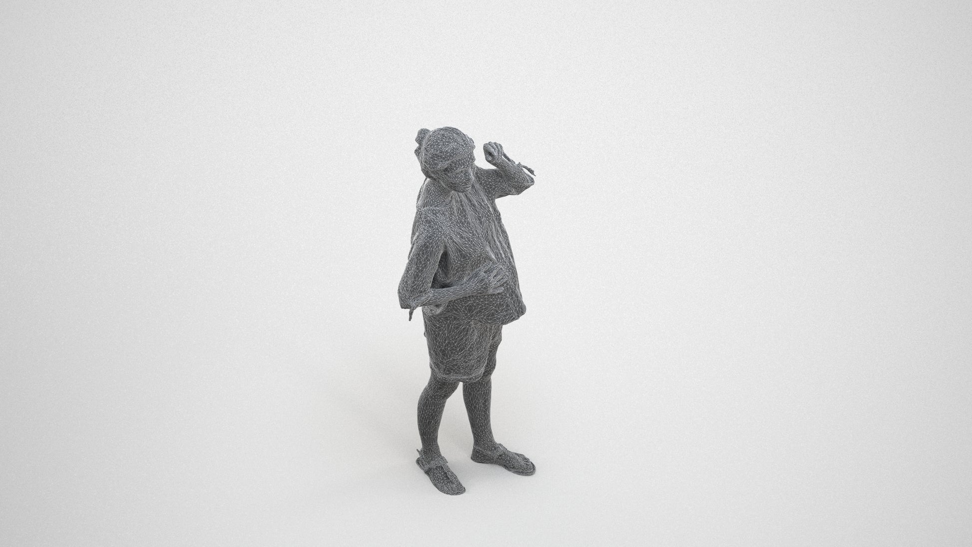 realistic 3D people woman casual standing, render-ready for V-Ray and Corona, FBX OBJ, wireframe three-quarter view