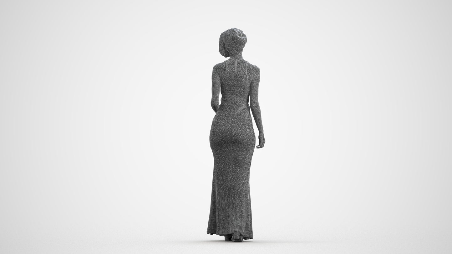 realistic 3D people woman formal formalaffairs, render-ready for V-Ray and Corona, FBX OBJ, wireframe front view