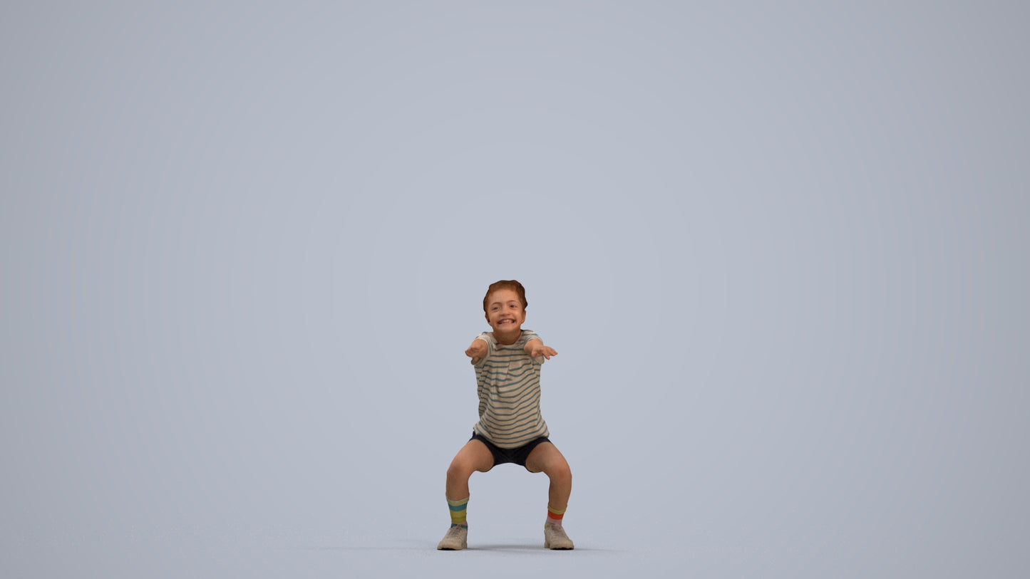 realistic 3D people girl casual kids, render-ready for V-Ray and Corona, FBX OBJ, standing pose render