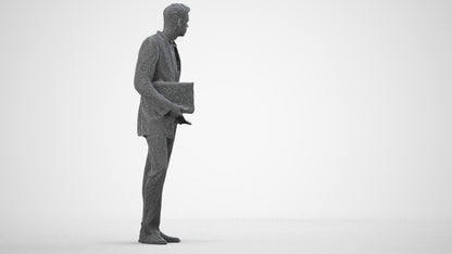 3D people model man business, scanned human for 3ds Max rendering, wireframe side view