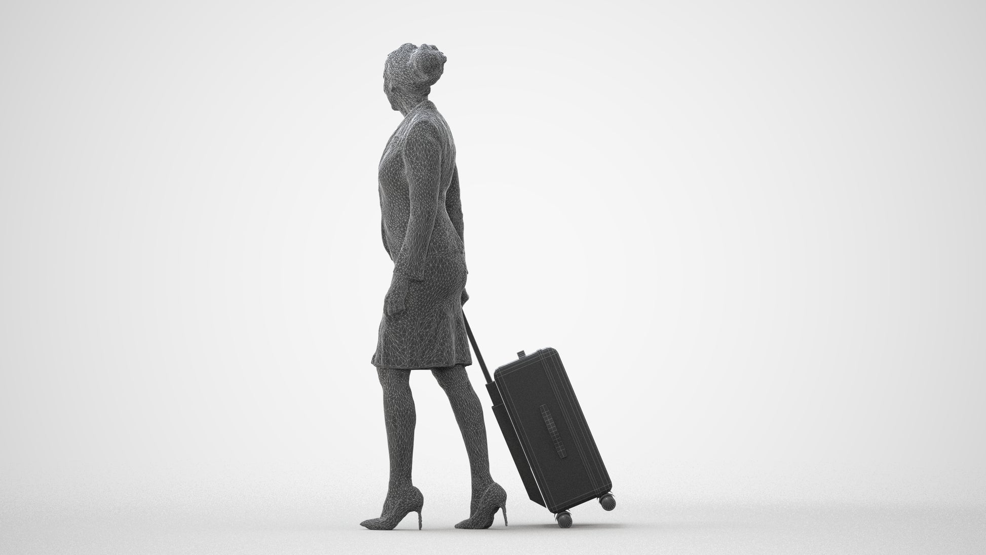 3D people model woman hospitality, scanned human for 3ds Max rendering, square thumbnail