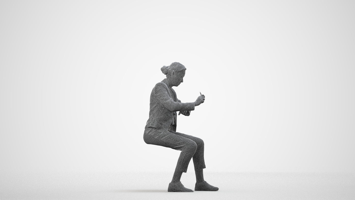 realistic 3D people woman business, render-ready for V-Ray and Corona, FBX OBJ, wireframe side view
