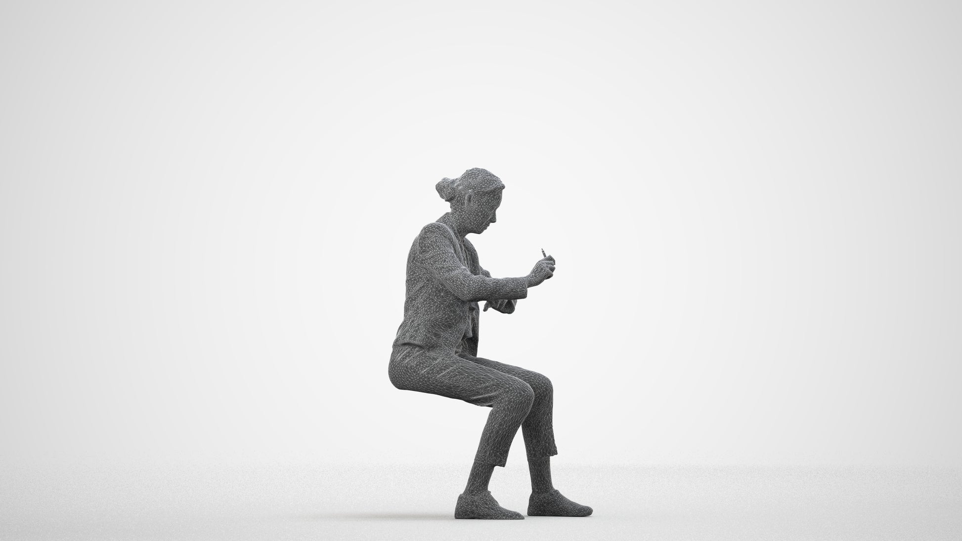 realistic 3D people woman business, render-ready for V-Ray and Corona, FBX OBJ, wireframe side view