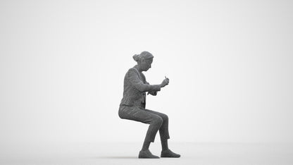 realistic 3D people woman business, render-ready for V-Ray and Corona, FBX OBJ, wireframe side view