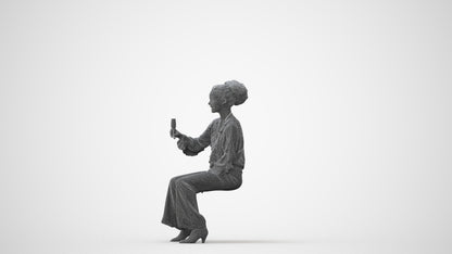 realistic 3D human woman casual sitting, archviz people FBX OBJ for Blender, square thumbnail