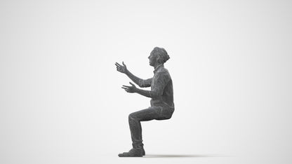 realistic 3D man casual sitting, scanned archviz people for Blender and 3ds Max, square thumbnail